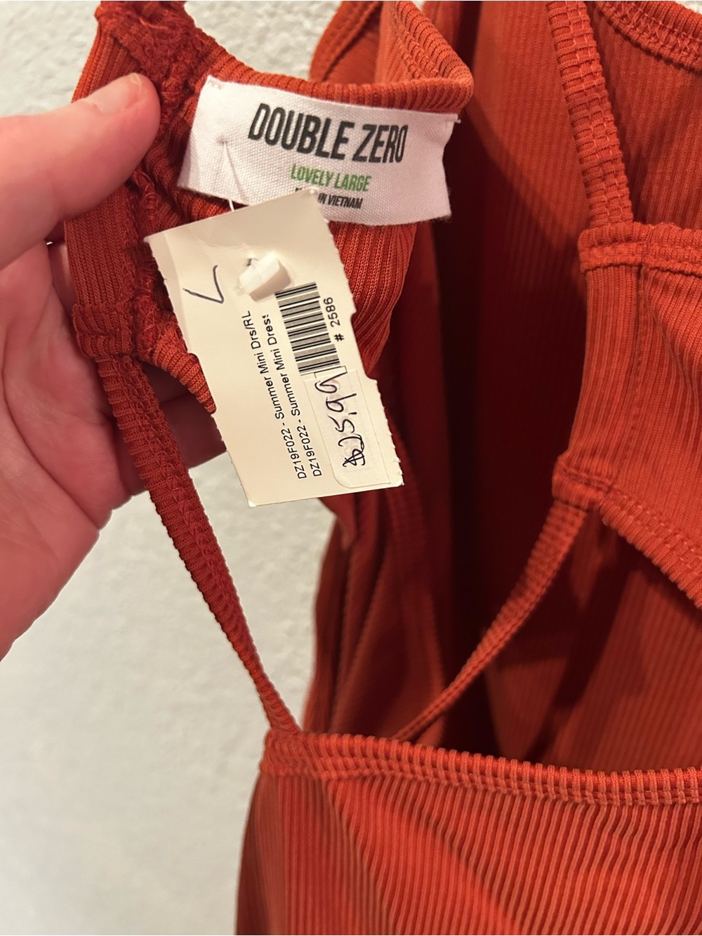 Double Zero Rust Orange Ribbed Mini Dress - Picture 4 of 4